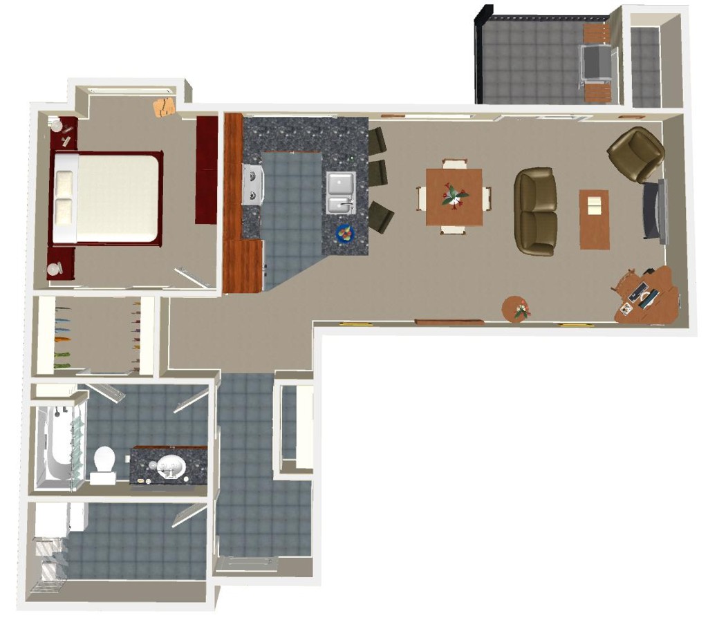 Unit E Birds Eye View- Overhead